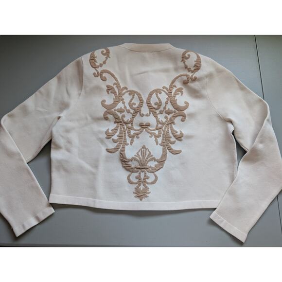 NWT L'AGENCE Kota Jacquard Cropped Cardigan Size XXL Ivory #3C511 - Picture 5 of 14